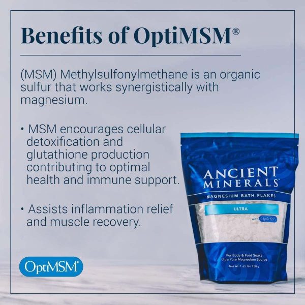 Ancient Magnesium Bath Flakes Ultra with OptiMSM - 750g - Good Health Naturally For Discount