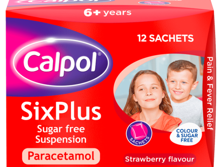 Calpol Six Plus Sugar-Free Strawberry Flavour Sachets 5ml Pack of 12 Supply