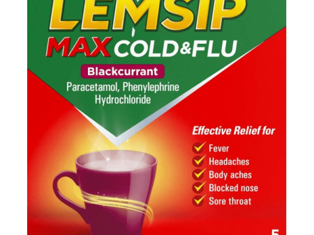 Lemsip Max Cold & Flu Sachets Blackcurrant Pack of 5 For Sale