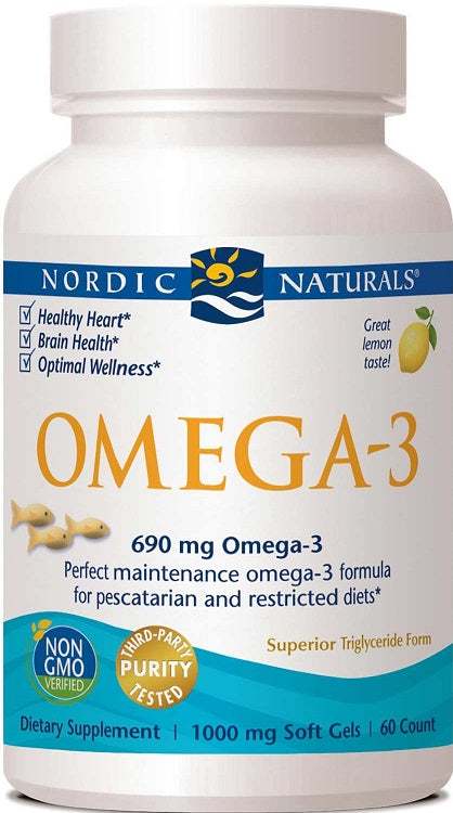 Nordic Naturals Omega-3, 690mg Lemon (Fish Gelatin) - 60 softgels Online now