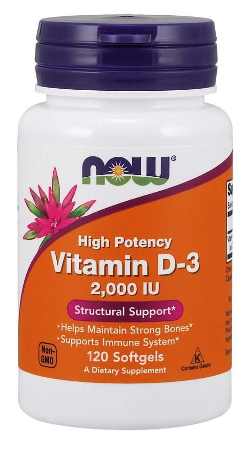 NOW Foods Vitamin D-3, 2000 IU - 120 softgels Online Sale