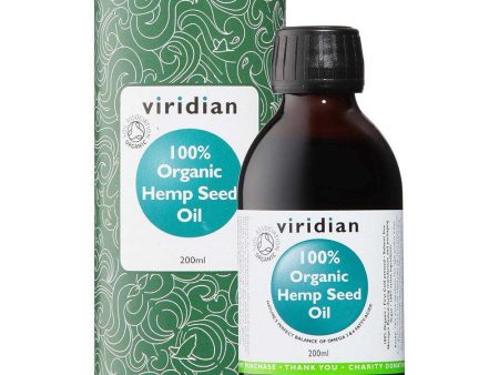 100% Organic, Cold Pressed Hemp Seed Oil - 200ml - Viridian Online Sale