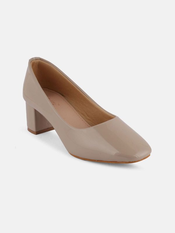 DressBerry Cream Coloured Block Pumps with Bows For Cheap