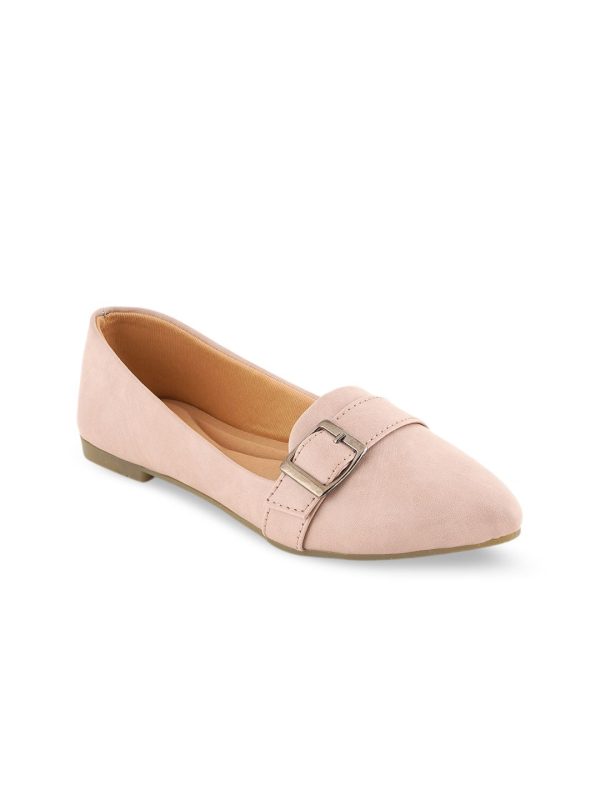 DressBerry Peach-Coloured Pointed Toe Ballerinas Fashion