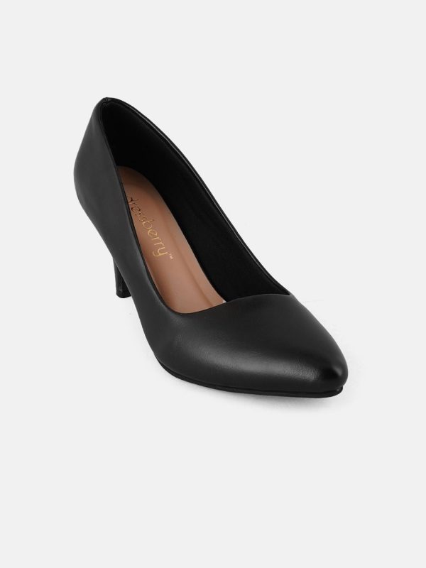 DressBerry Black Pointed Toe Slim Pumps Cheap