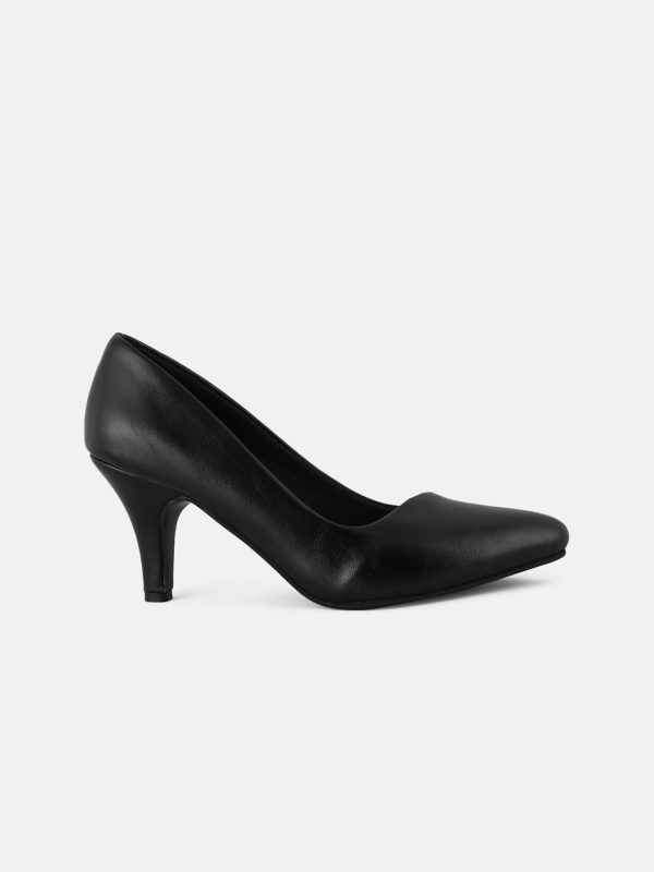 DressBerry Black Pointed Toe Slim Pumps Cheap