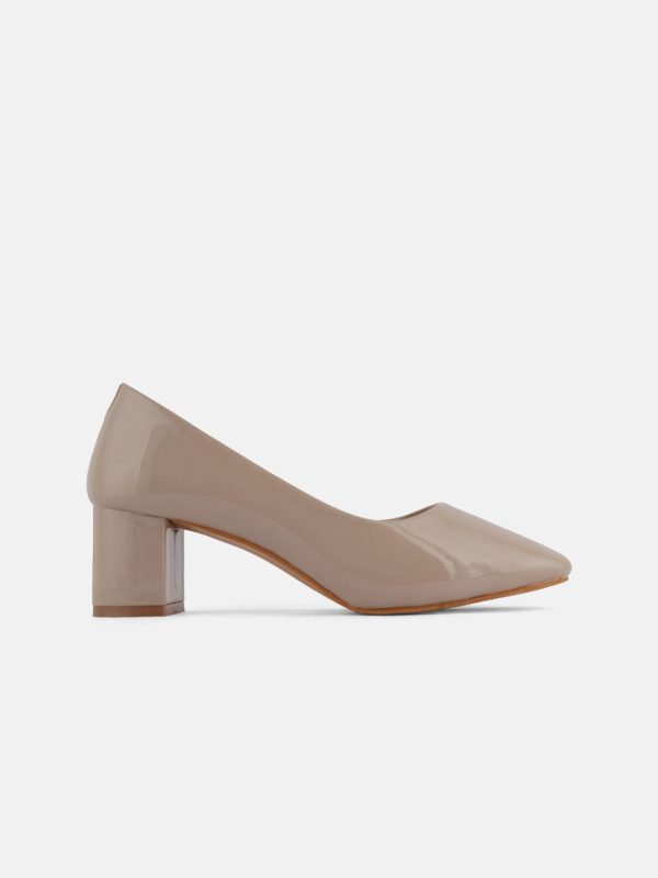 DressBerry Cream Coloured Block Pumps with Bows For Cheap