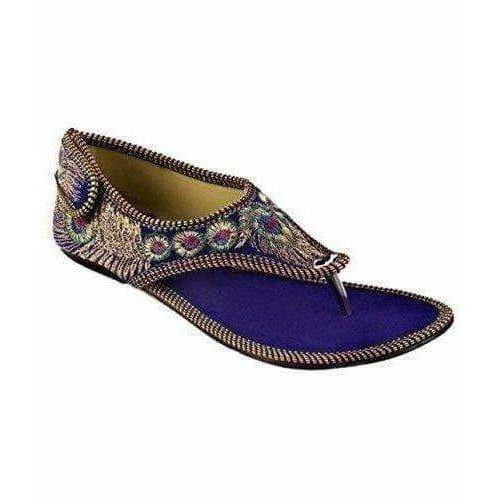 Ethnic Rajasthani Jaipuri Golden Embroidery Work Sandal Slipper with Close Online