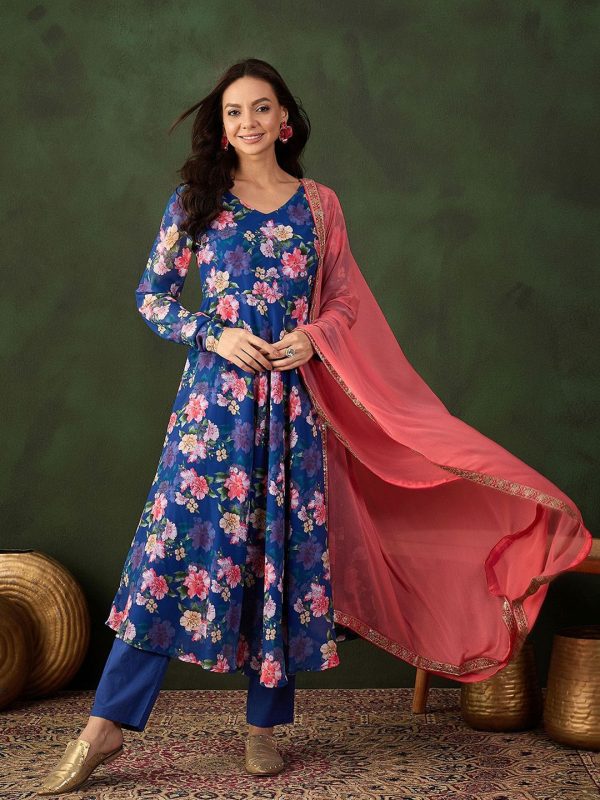 Sangria Printed Kurta, Trouser With Dupatta For Discount