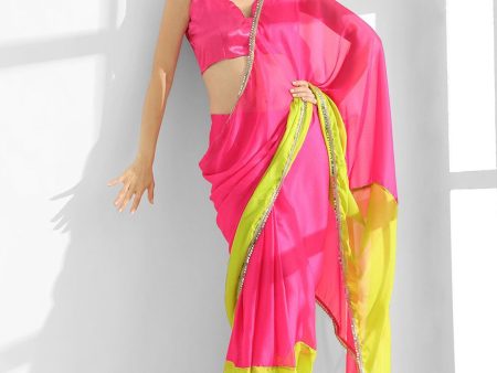 Mitera Colourblocked Mirror Work Pure Chiffon Saree Discount