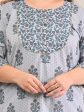 Swasti Women Grey Floral Printed Floral Pure Cotton Kurta Hot on Sale