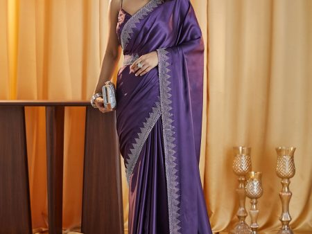 kasee Beads and Stones Satin Saree Discount