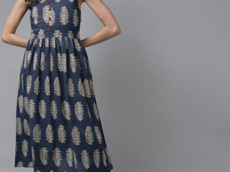 Women Blue Floral Printed A-Line Kurta - Taantav Online Hot Sale