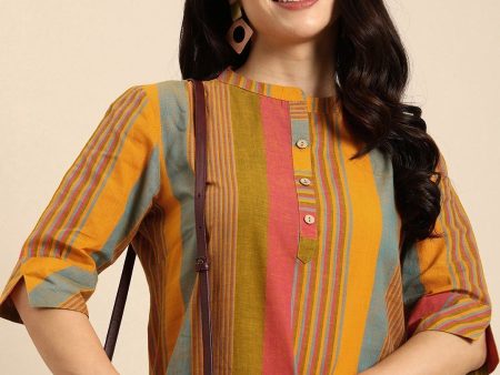 Anouk Women Striped Cotton Kurta Fashion