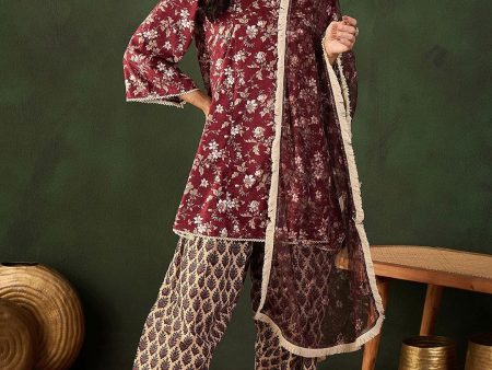 Sangria Digital Printed Anarkali Kurta & Salwar With Dupatta Online Hot Sale