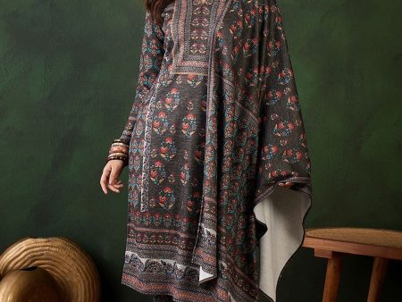 Sangria Self Design Winter Pashmina Straight Kurta & Trouser With Dupatta Sale