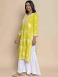 HOUSE OF KARI Floral Chikankari Embroidered Cotton Straight Kurta on Sale