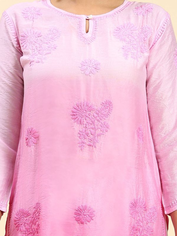 HOUSE OF KARI Floral Chikankari Embroidered Kurta For Cheap