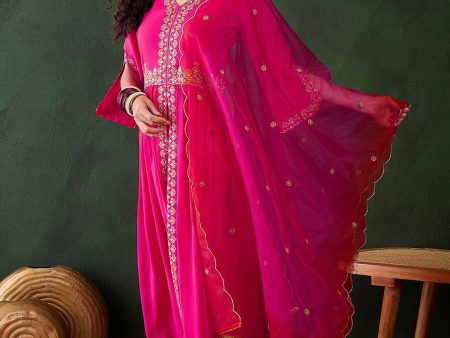 Sangria Embroiderd Kurta & Trousers with Dupatta Discount