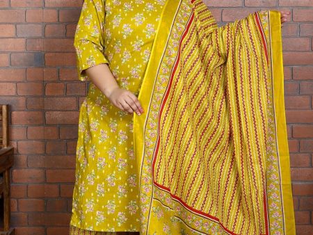 Swasti Women Printed Regular Sequinned Pure Cotton Kurta with Trousers & With Dupatta Supply