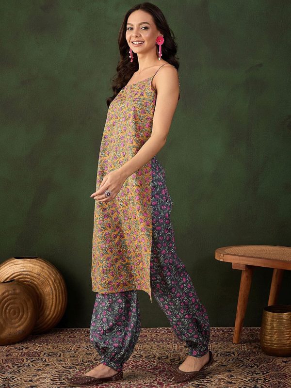 Sangria Printed Kurta With Trouser Cheap