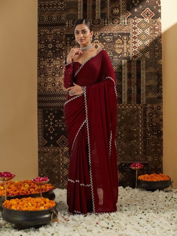 kasee Beads and Stones Pure Chiffon Saree Sale