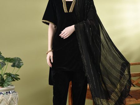 Sangria Embellished A-Line Kurta & Dhoti Pant With Dupatta Discount