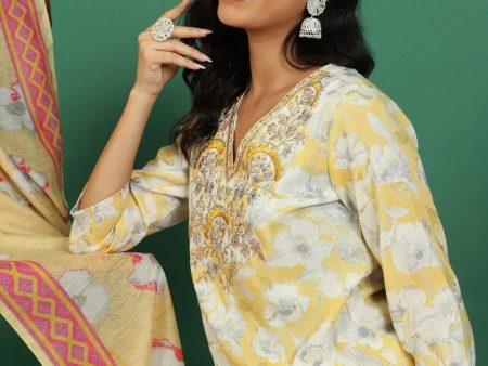 Sangria Printed With Embroidered Kurta With Trousers & Dupatta Online Hot Sale