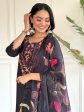 Sonakshi Women s Black Viscose Chanderi Embroidered Kurta Set with Dupatta Hot on Sale