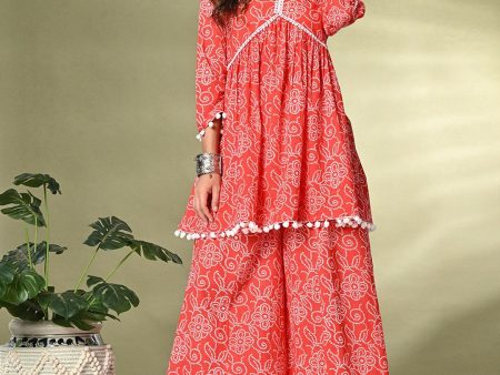 Sangria Printed Pure Cotton Kurti With Palazzo For Discount