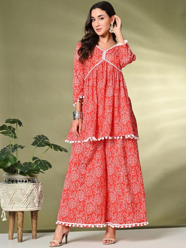 Sangria Printed Pure Cotton Kurti With Palazzo For Discount