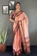 Malishka Export Cotton Silk Woven Ready To Wear Saree With Blouse Piece - Brown Online now