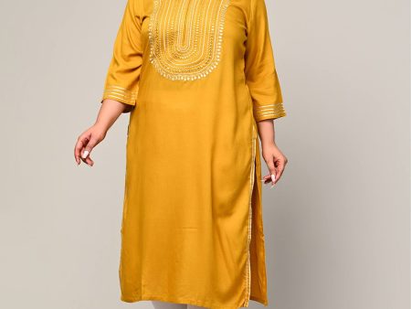 Swasti Women Mustard Yellow Printed Flared Sleeves Floral Kurta Online