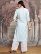 Vishudh Blue Ethnic Motifs Printed Notch Neck Straight Kurta Sale