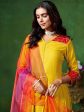 Sangria Yellow V-Neck Three-Quarter Sleeves Regular Gotta Patti Anarkali Kurta & Dupatta Supply