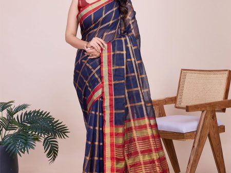 Mitera Checked Zari Saree Online