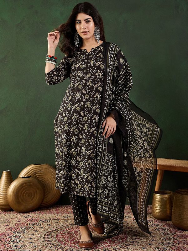 Sangria Printed Pure Cotton Kurta Set With Dupatta For Sale