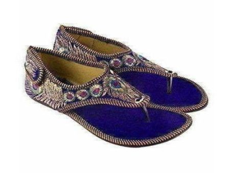 Ethnic Rajasthani Jaipuri Golden Embroidery Work Sandal Slipper with Close Online