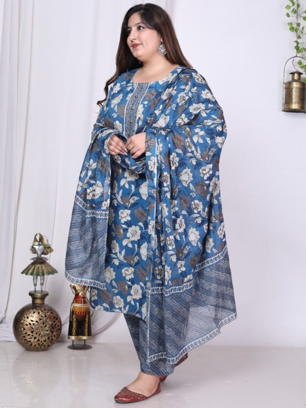 Swasti Floral Printed Regular Sequinned Pure Cotton Kurta with Trousers & Dupatta Fashion