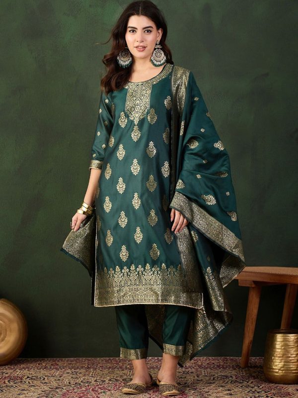 Sangria Woven Design Kurta & Trouser With Dupatta Online Hot Sale