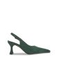 DressBerry Green Pointed Toe Block Heeled Mules Supply