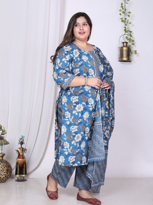 Swasti Floral Printed Regular Sequinned Pure Cotton Kurta with Trousers & Dupatta Fashion