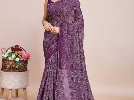 Mitera Bandhani Printed Zari Saree For Discount