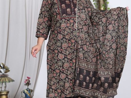 Swasti Floral Printed Regular Pure Cotton Kurta With Trousers & Dupatta Sale