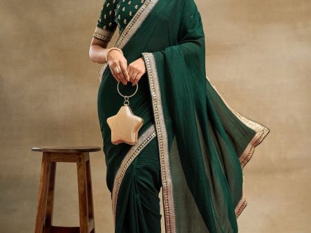 kasee Solid Embroidered Pure Silk Saree Hot on Sale