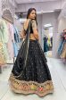 Malishka Export Black Roman Silk With Embroidery Zari Lehenga Choli Set - Black on Sale