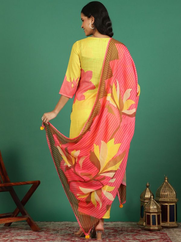 Sangria Printed V- Neck Kurta & Trousers With Dupatta For Sale