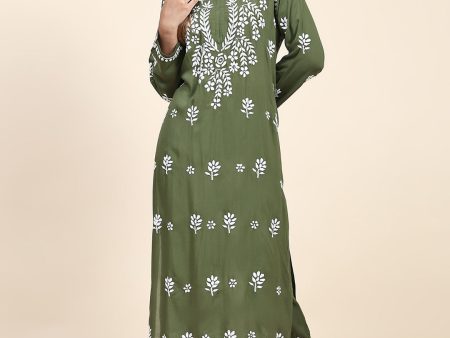 HOUSE OF KARI Floral Embroidered Thread Work Pure Cotton Kurta with Trousers Online now