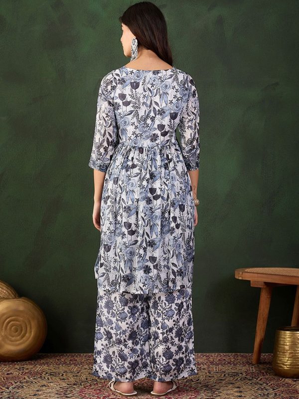 Sangria Printed Kurta With Palazzo Online