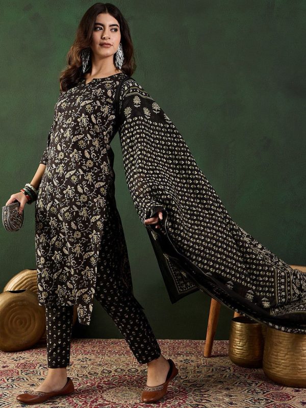 Sangria Printed Pure Cotton Kurta Set With Dupatta For Sale